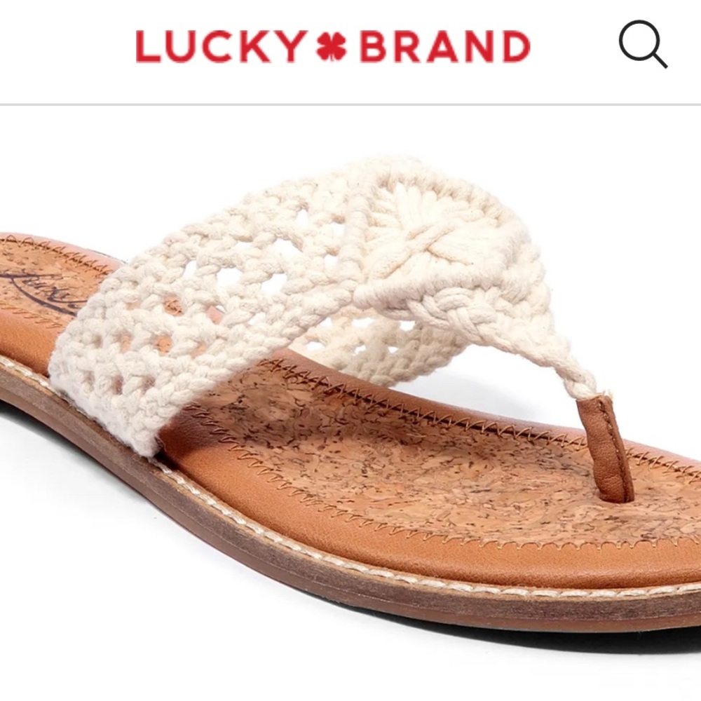 Lucky Brand woven comfort Barry Round Toe slip on thong Crochet Sandals
